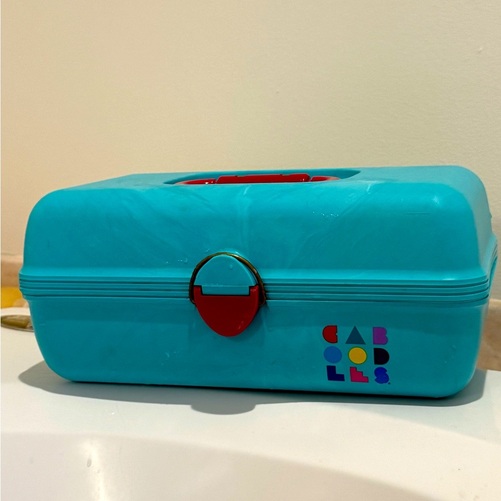 Caboodles Vintage 80s 90s Storage Make Up Case Travel Crafts Teal Blue Pink USA